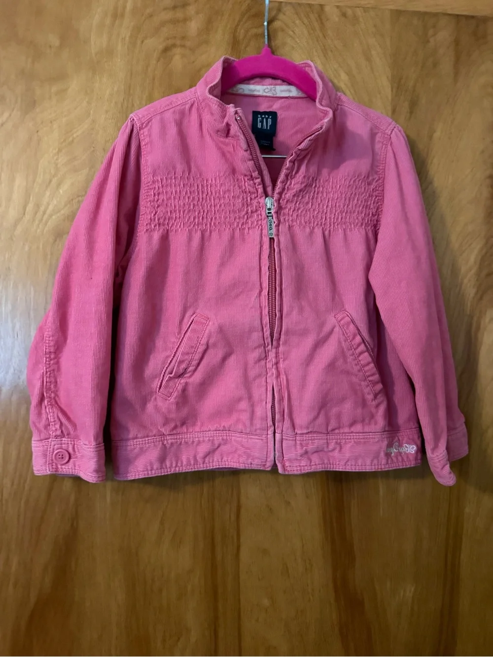 Baby Gap Pink Corduroy Smocked Zip Jacket Toddler Girls 4